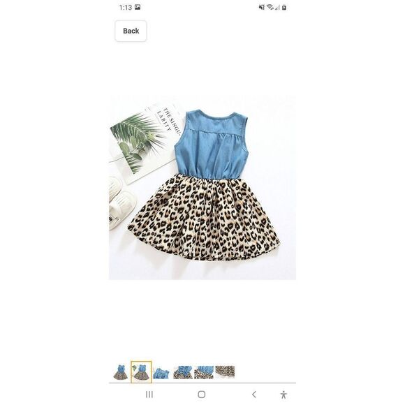 New Sz 90 (2T) MingAo Denim Cheetah Leopard Animal Print Dress Elastic Waist - Picture 2 of 11